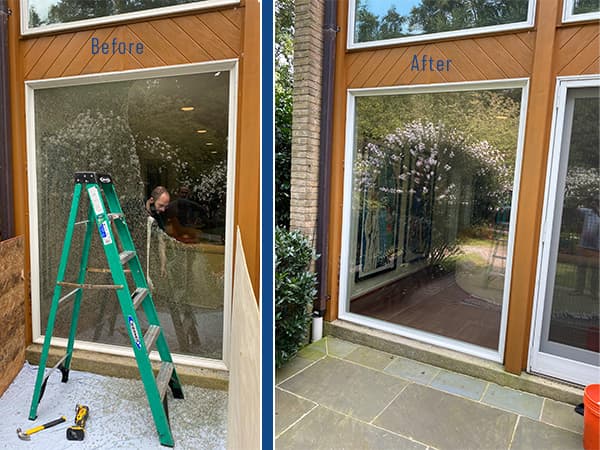 Completed residential window glass repair in Alexandria VA